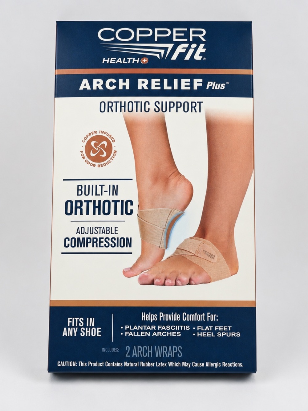 Copper Fit Arch Relief Plus Beige Orthotic Arch Wraps for Women